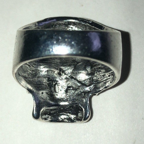 Size 9 Silver Tone Skull Boho Biker Ring - Picture 2 of 6